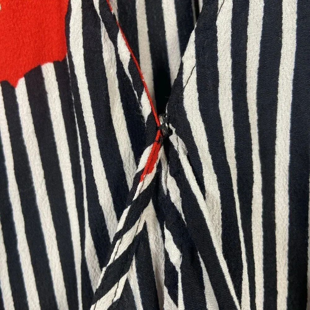 Madewell Striped Wrap Top in Candied Orchids Size Small Black White Striped Crop - Image 5