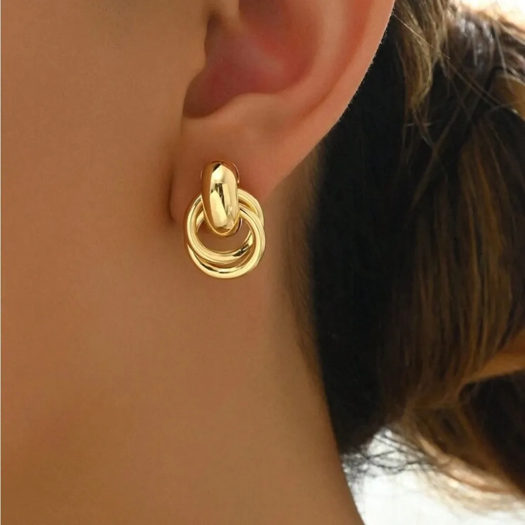 Gold Circle Knot Earrings - Image 6