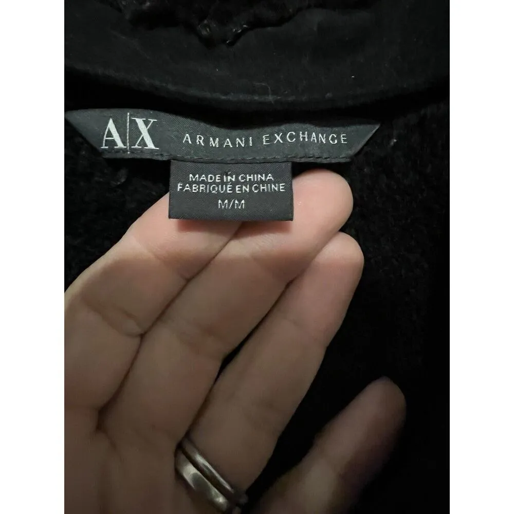 Armani Exchange Black Moto zipped women jacket pockets size M Elbow Patch Lined - Image 3