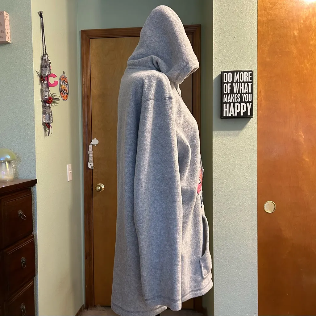 Looney Tunes vintage 90s Y2K Tweety gray fleece 1/4 zip pullover hoodie 2X - Image 2