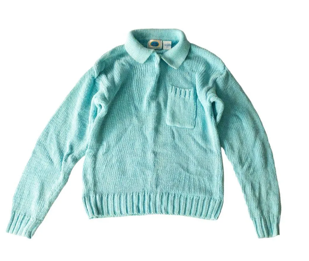 Harbor Lights Vintage Blue Ribbed Ramie Knit Sweater Womens Small - Image 12