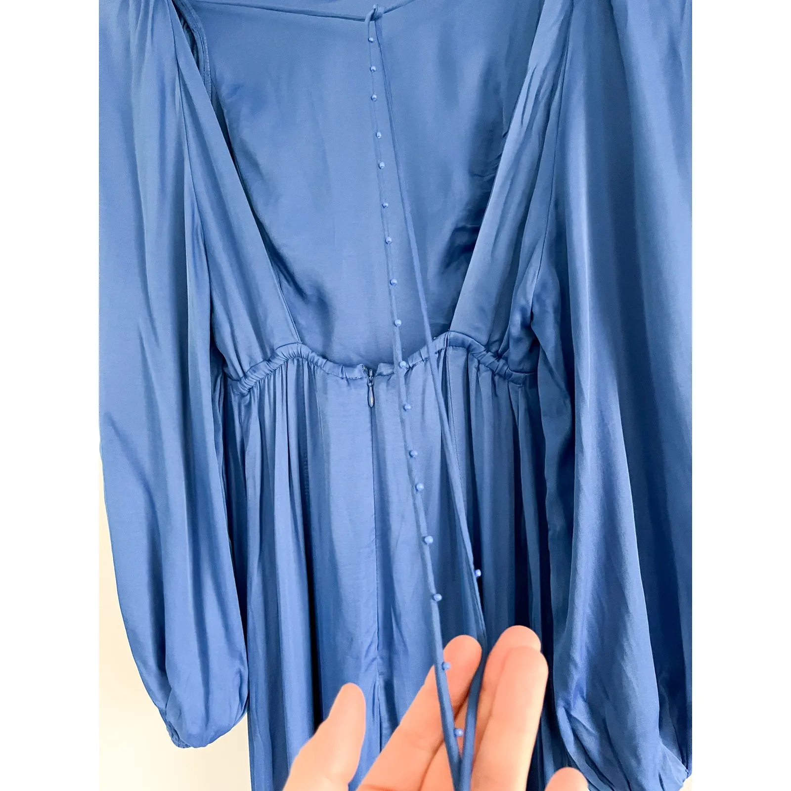 FARM Rio | Open-Back Midi Dress Royal Blue Long Sleeve | Sz XS - Image 10