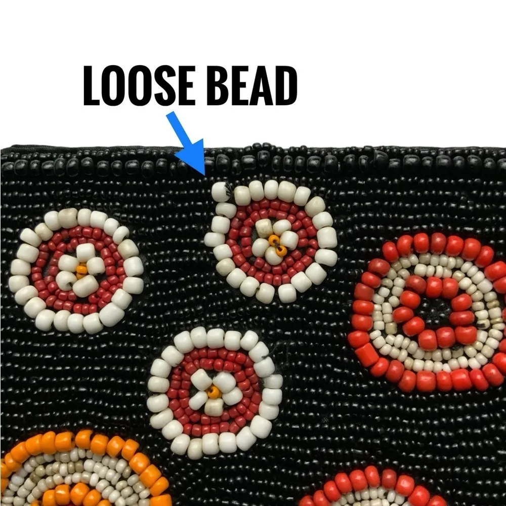 YKK Vintage Beaded Wristlet Clutch Bag Boho Boho Retro 90’s Black Multicolor - Image 11