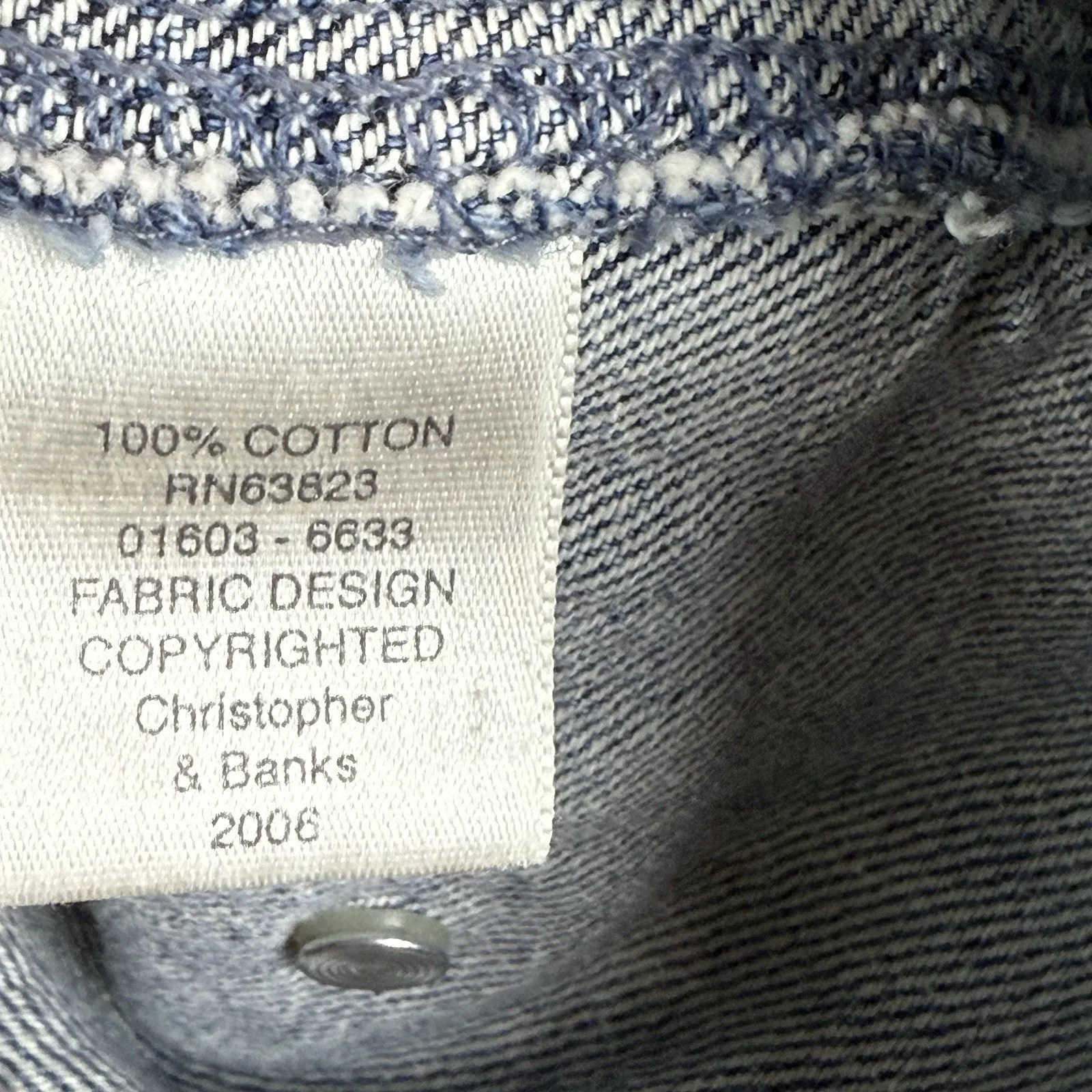 Christopher Banks Denim Boho Vest M Blue Embroidered Collared Eclectic Western - Image 5