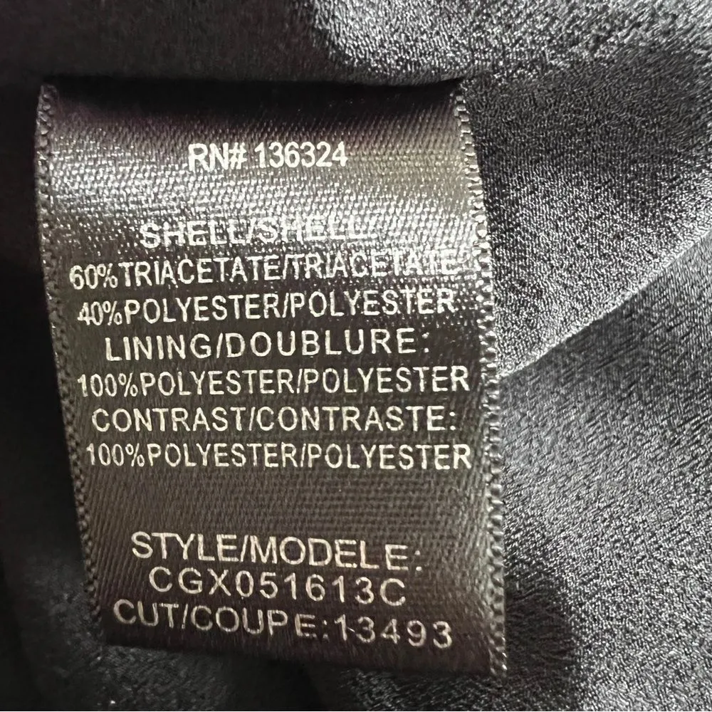 Halston Heritage Black Satin Tuxedo Mini Dress w/ Gold Necklace Sz 8 - Image 9