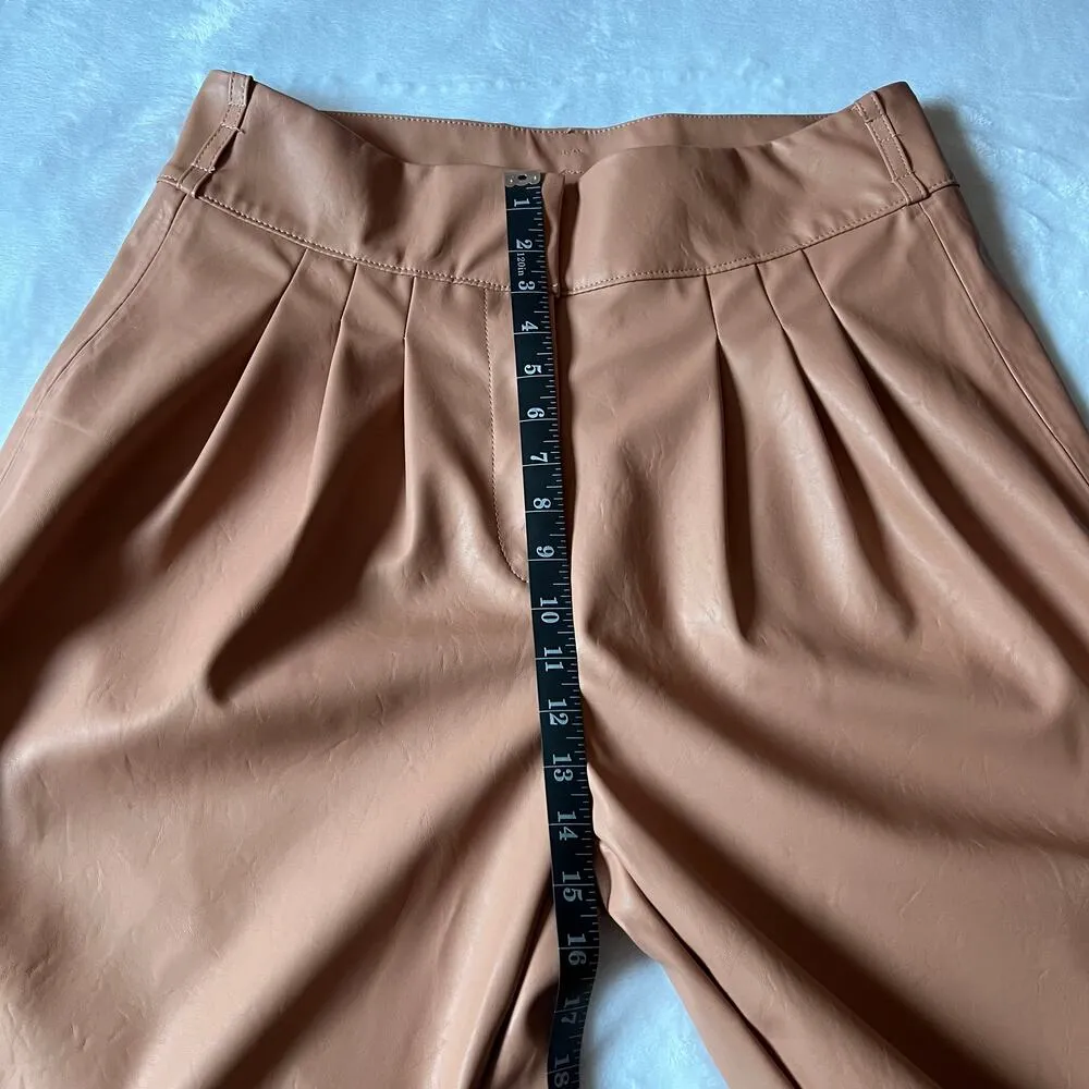 Blank NYC Chelsea High Rise Faux Leather Pleated Tapered Ankle Pants Size 32 - Image 13