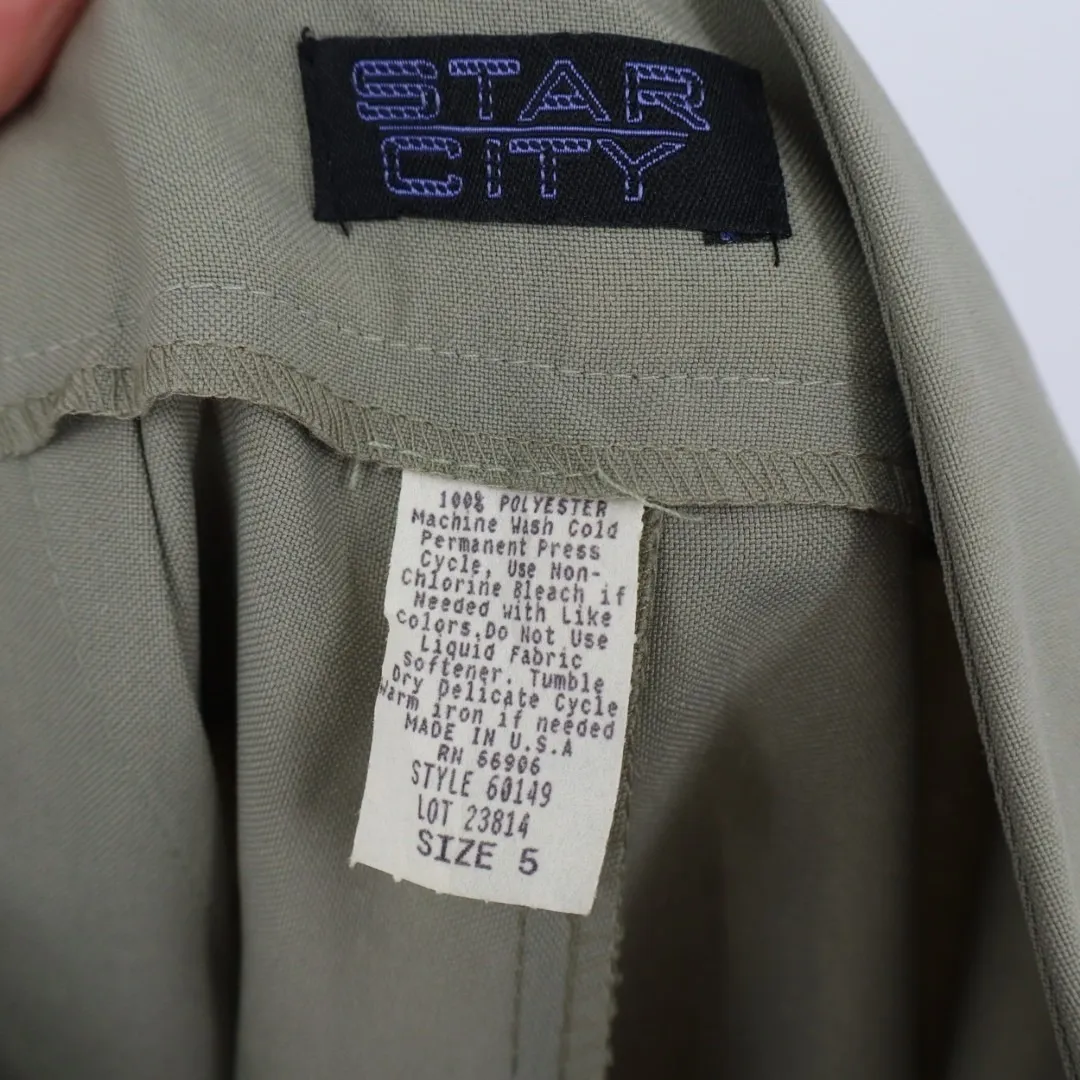 Star City Dress Pants Womens 5 Sage Green Slash Pockets Cuffed Hem Straight Leg - Image 4