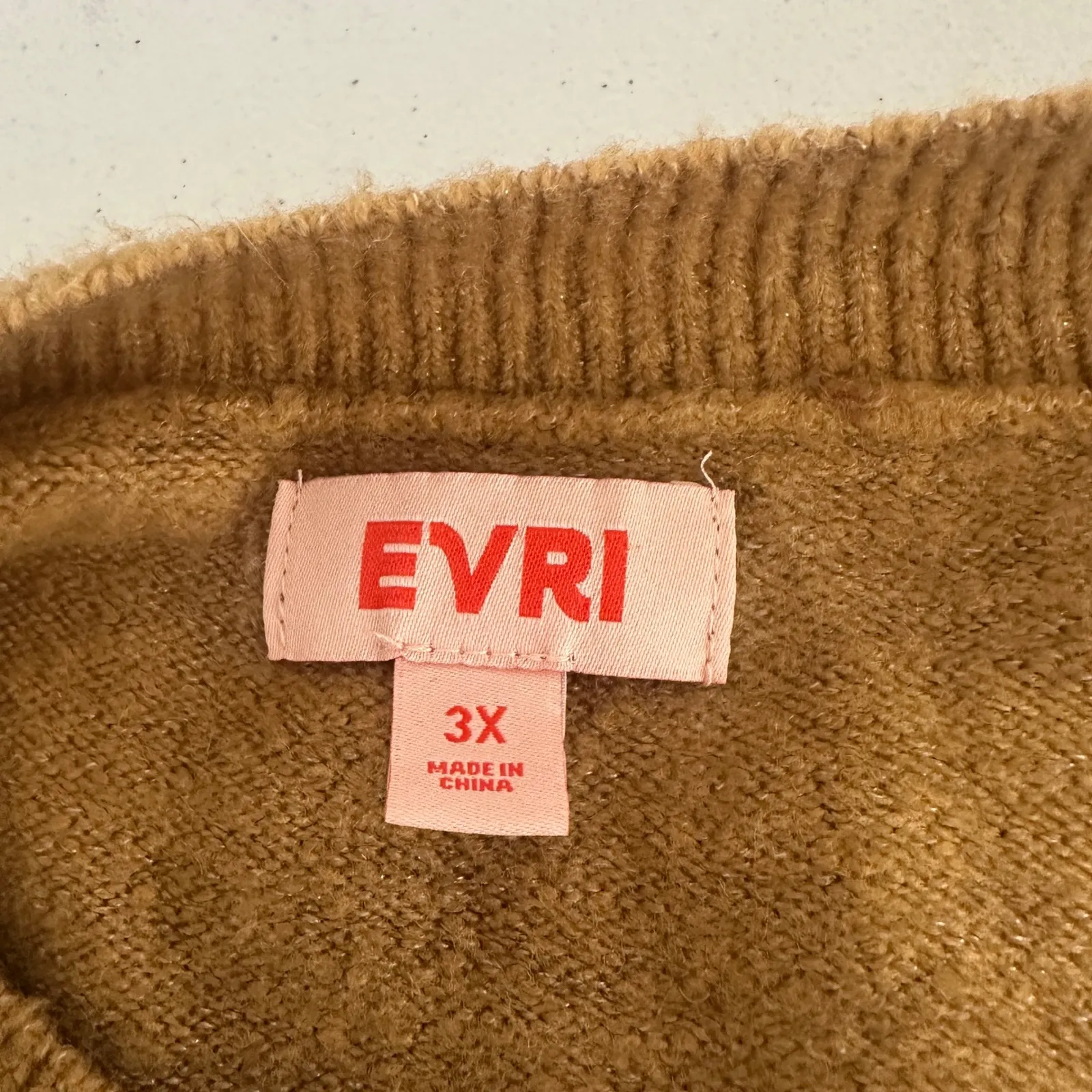 EVRI Women's Plus Size 3X Sweater Brown Star Print Long Sleeve Cozy Knit - Image 5