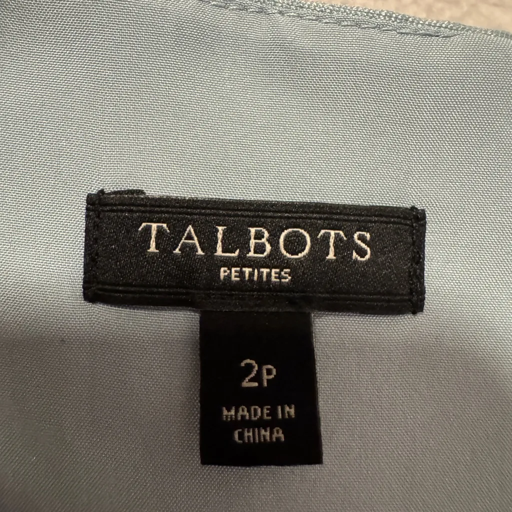 Talbots Petite Silk Light Blue V-Neck Mini Dress - Image 3