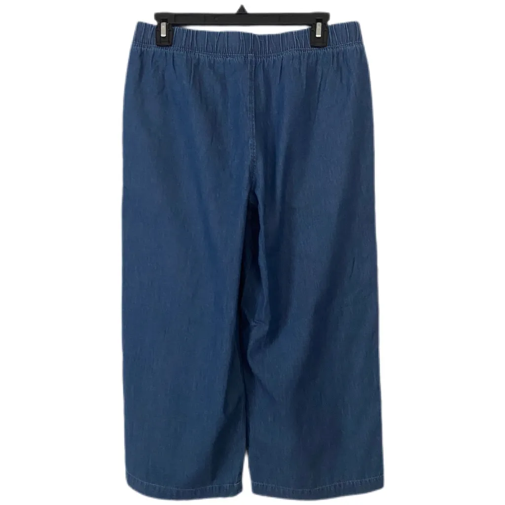 Croft & Barrow Wide Leg Pull On Chambray Cropped Pants Size Small Coastal Beach - Image 3