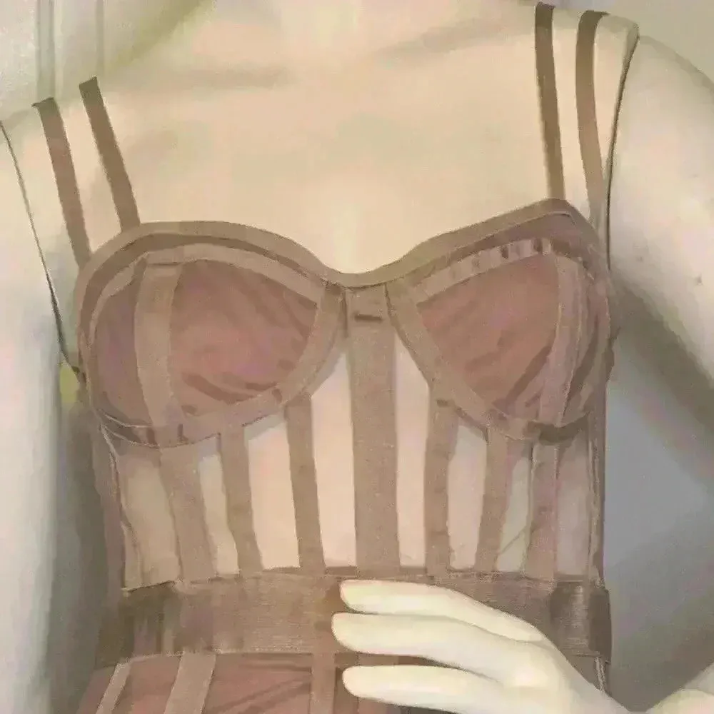 Misguided Women’s Mesh Bandage Corset Detail Mini Dress stretchy material. - Image 4