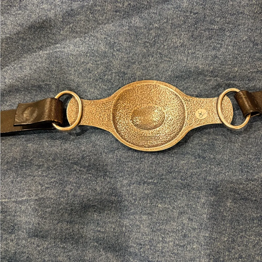 Chico’s leather belt black with metal decorative buckle sz M L - Image 3