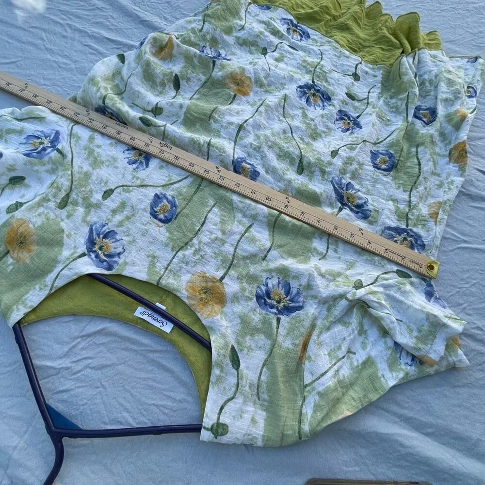 Serengeti size 2X floral fairy core layered asymmetrical hem flowy tunic Green - Image 5