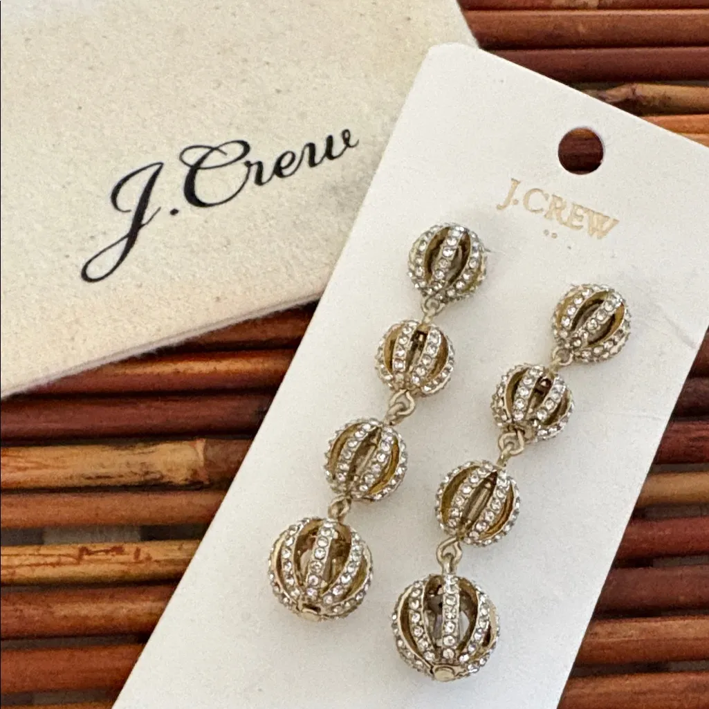 J.Crew  Gold and Rhinestone Drop Earrings NWT - Image 2
