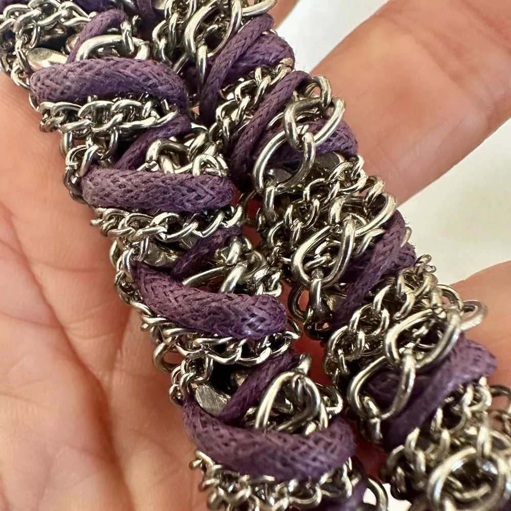 Purple and silver tone twisted necklace - Image 5
