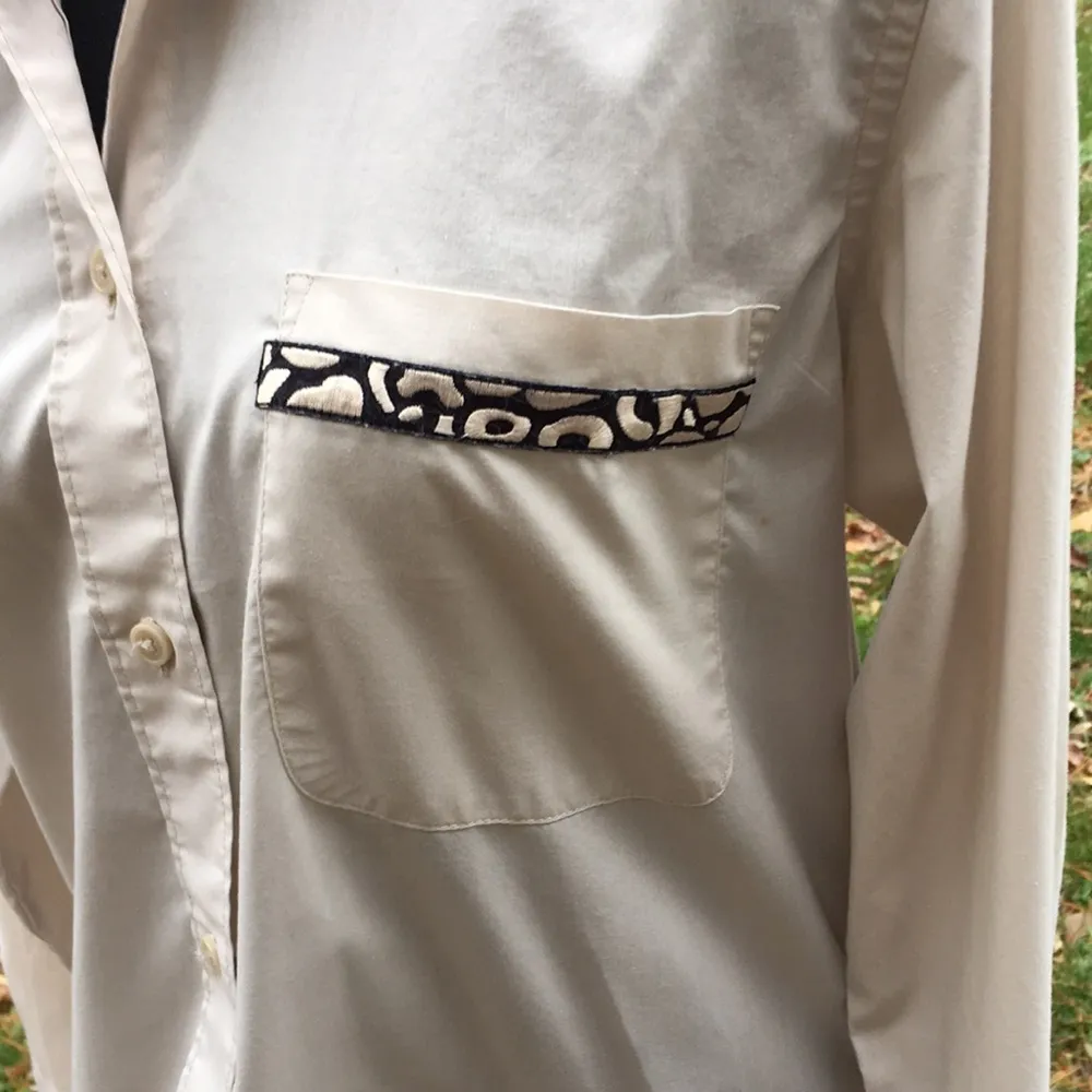 Vintage Long Sleeve Oversized Black Cat Shirt Size XS Tan - Image 7