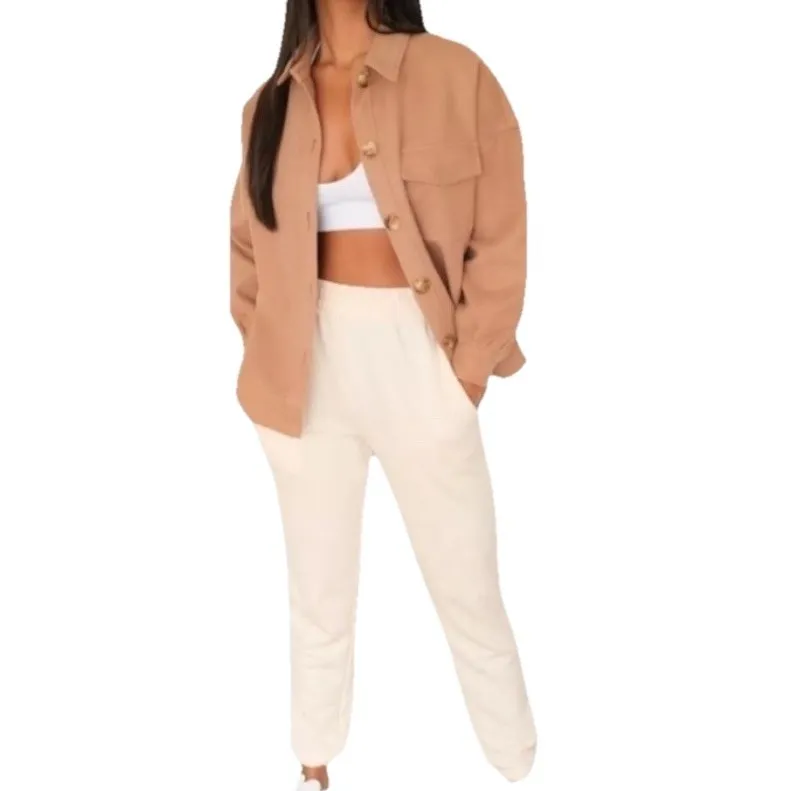 Avec Les Filles Camel Oversized Button Down Shacket Pockets Size Small - Image 4