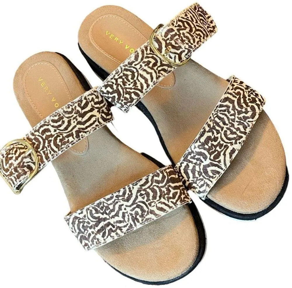 Very Volatile Amy Jane Calf Hair Leather Slides Platform Sandals Sz 8 - Image 2