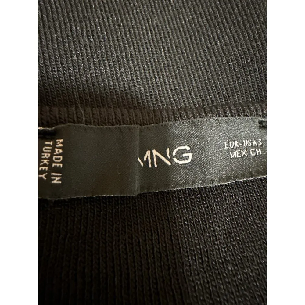 MNG Mango Black Sleeveless Ribbed Knit Bow Keyhole Cami Tank Crop Top Size S - Image 4