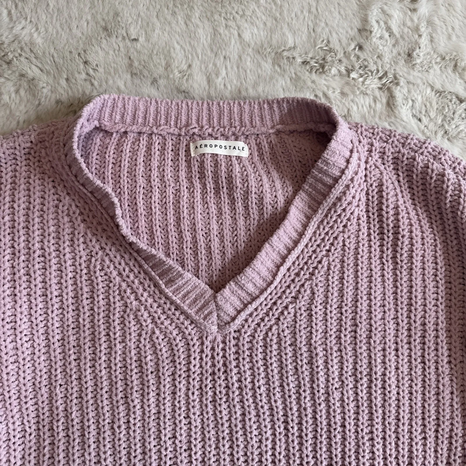 Aeropostale Sweater Small Adult Pink Pullover Cropped Knit‎ Crew Neck Women - Image 4