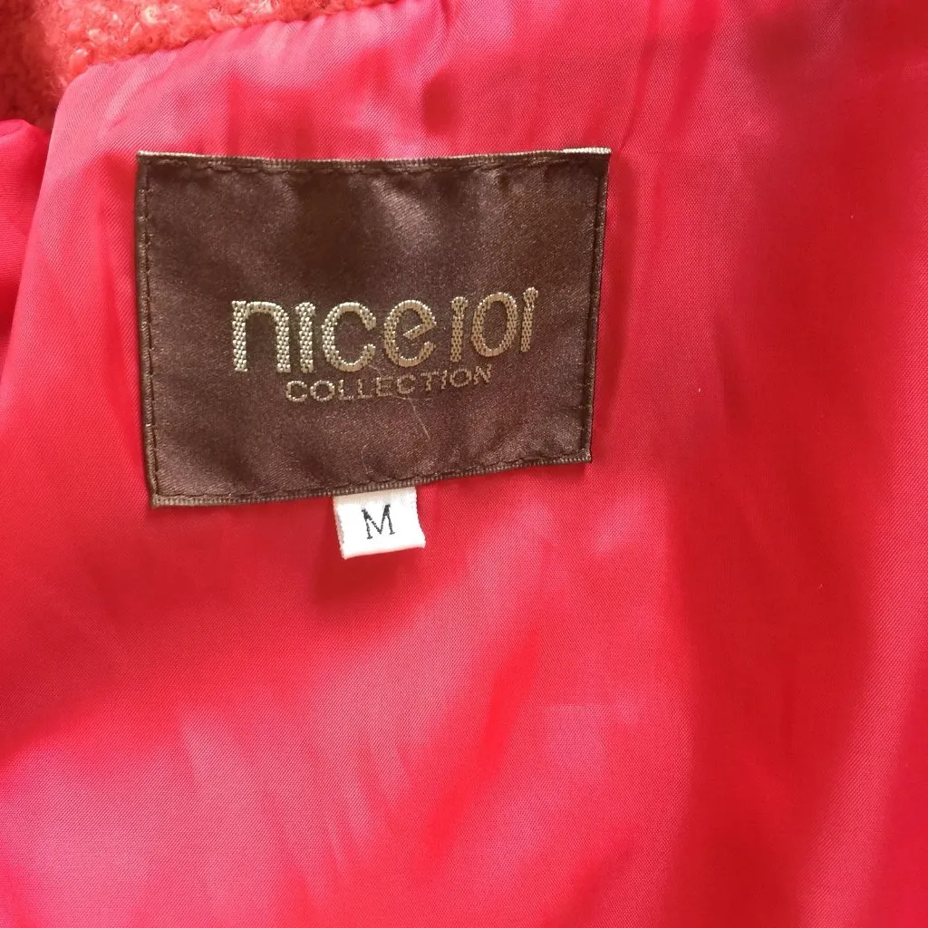 Nice‎ iOi Collection Red Wool Blend Short Sleeve Coat Jacket Medium Vintage - Image 8