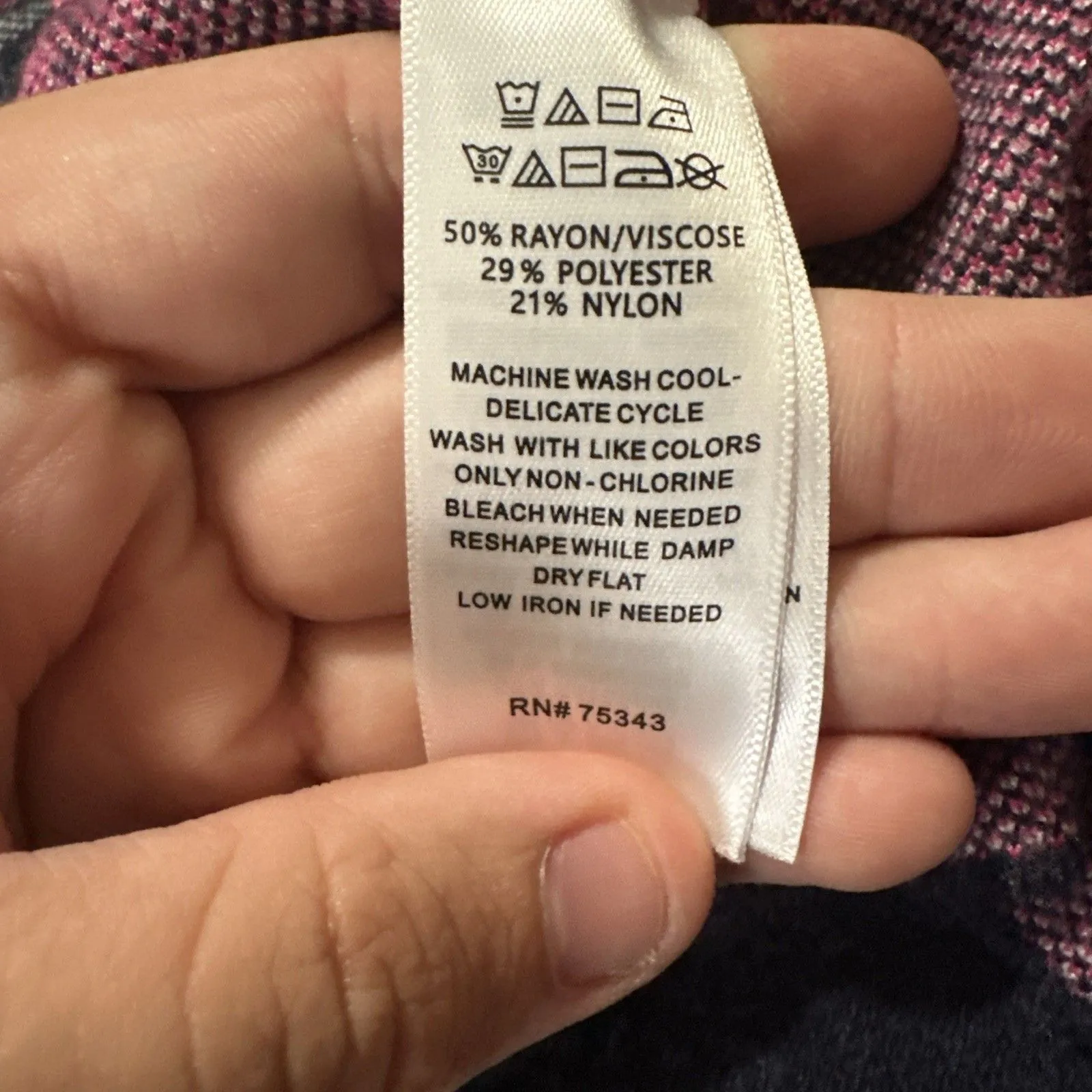 Quintessential Rachel Zoe Sweater L Plaid Mock Neck Navy Pink Pullover Knit Size L - Image 7