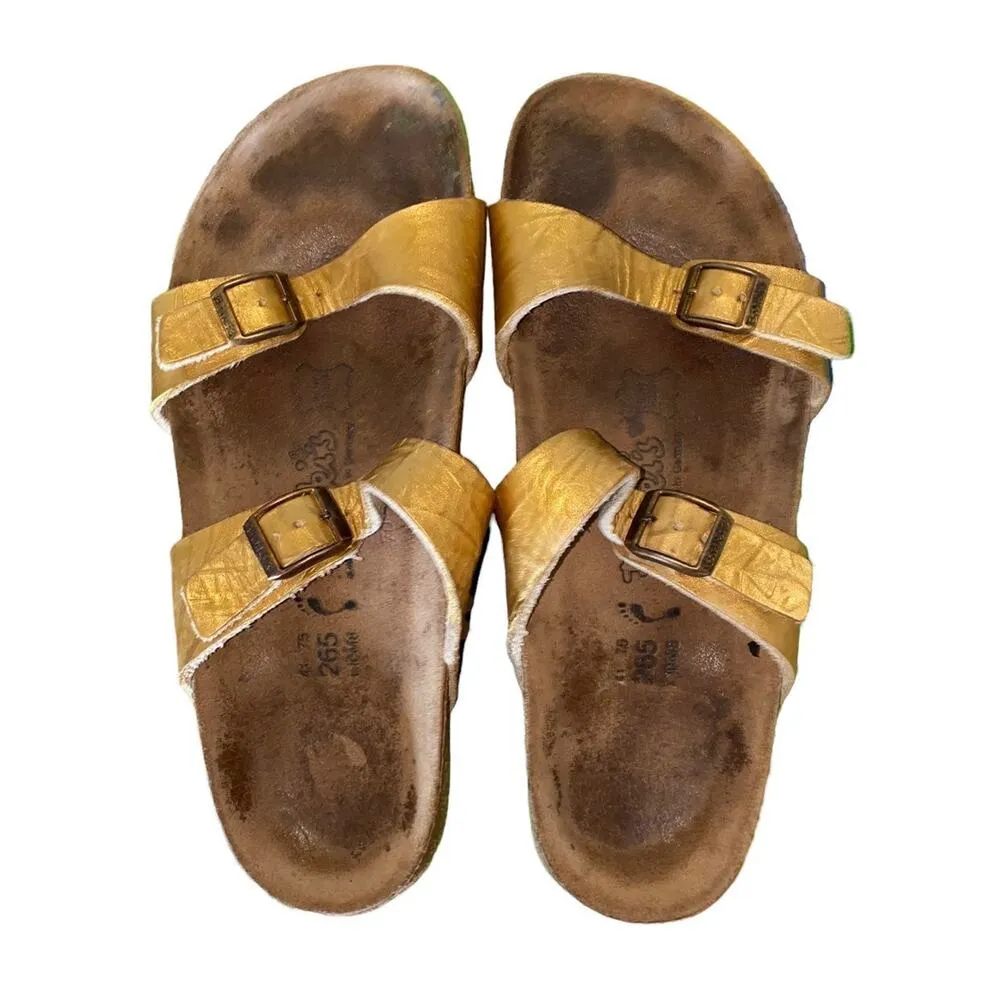 Birki's by Birkenstock soft footbed big buckle sandals Gold L10 M8 Size 10 - Image 3