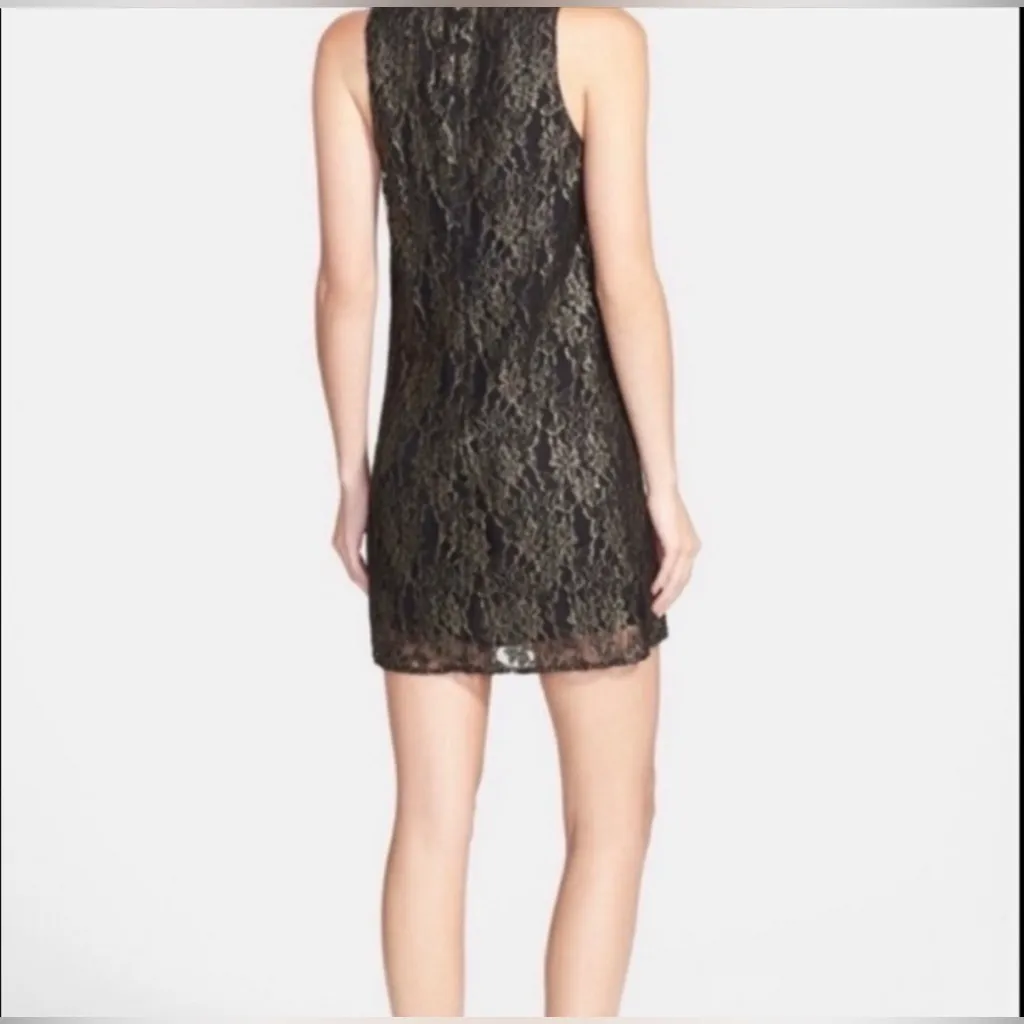 ASTR Black & Gold Lace Sleeveless Shift Dres Size medium - Image 2