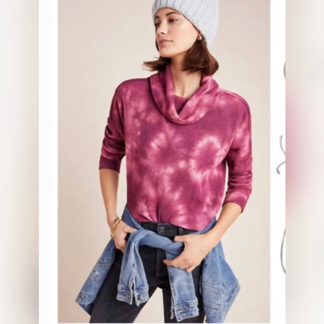 Maeve Tie Dye Ainsley Thermal Knit Cowlneck Top Size Medium - Image 2