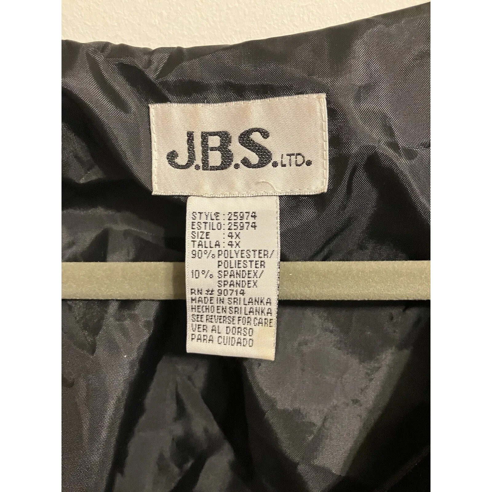 JBS Blouse VTG 1980s Black‎ Velvet Sparkle V - Image 3