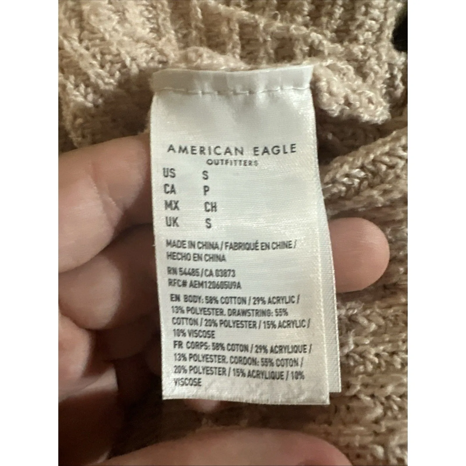 American Eagle Womens Cropped Light Pink Knitted Sweatshirt Size Small - Image 9