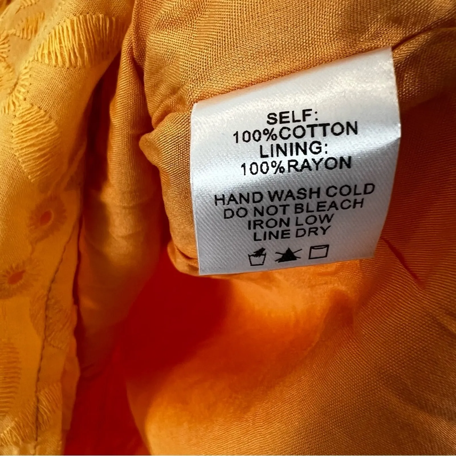 Ces Femme Mini Dress Womens M Orange 100% Cotton Eyelet Embroidered Prairie Size M - Image 5