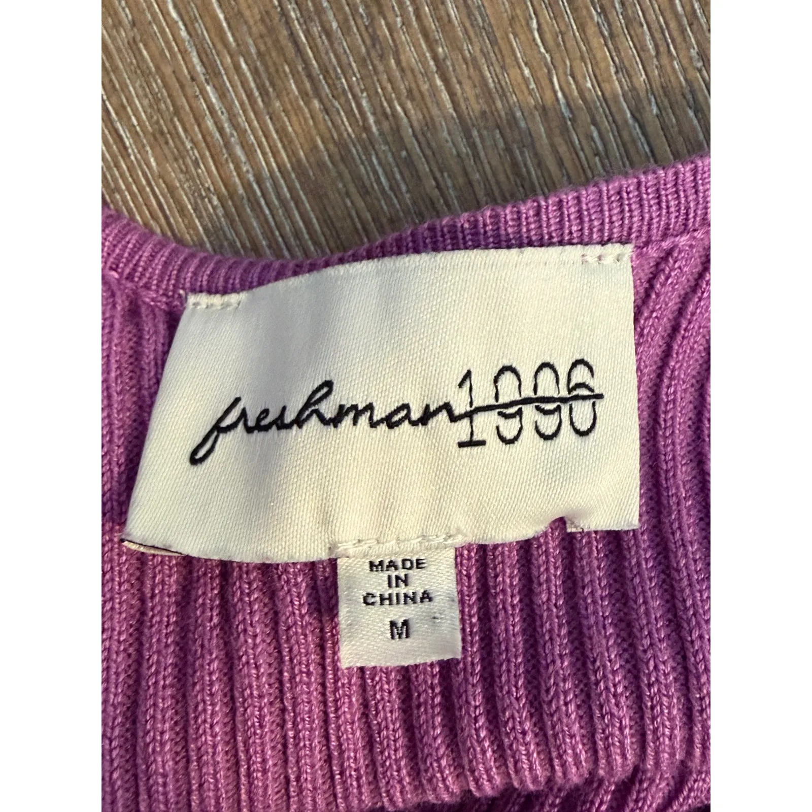 freshman 1996 Purple Ribbed Knit V Neck Long Sleeve Maxi Dress M Size M - Image 4