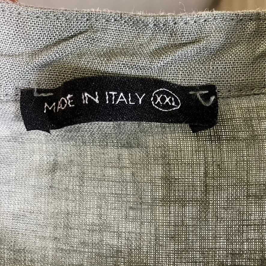 Made‎ in Italy Linen Viscose Shirt XXL Button Up Short Sleeve Green Womenswear - Image 2