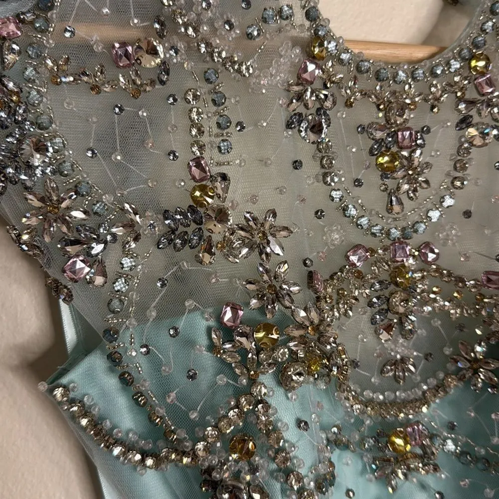 MAC DUGGAL 2025 RUFFLE EMBELLISHED MAXI DRESS FLORAL CHIFFON 68470 size 2 - Image 3