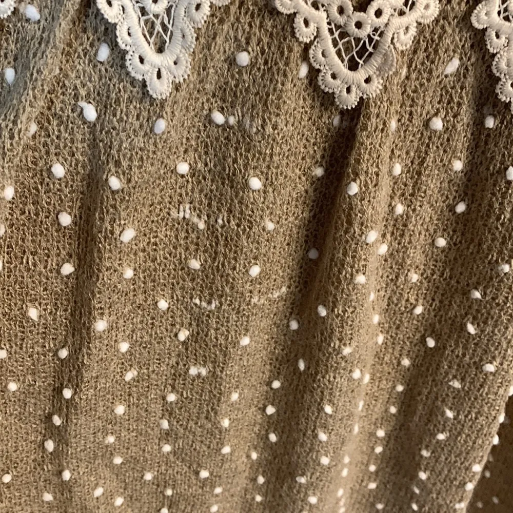 Ryu Tan & Cream Lace Accents Sheer Top Dress Size L - Image 3