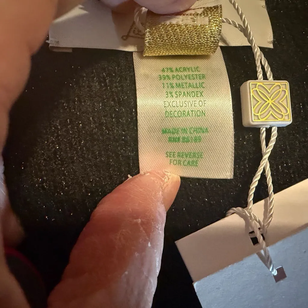 Lily Pulitzer Morgan sequined Black metallic Sweater Dress with Silver Accents L - Image 8