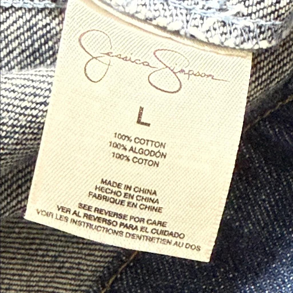 Jessica Simpson size large pixie long sleeve denim jacket button down new - Image 6
