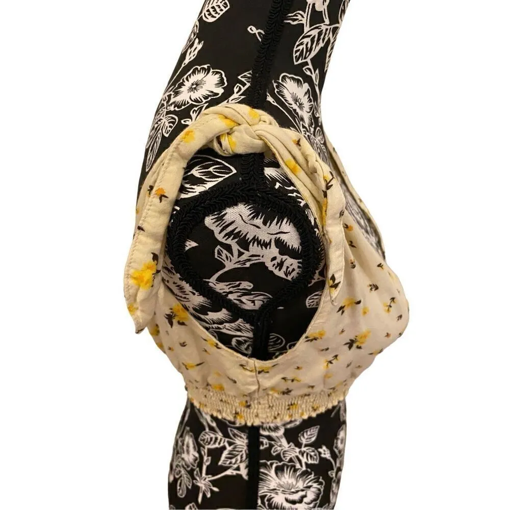 Lottie Moss Floral Cropped Tank Top Beach Coastal Vacation Yellow - Image 5