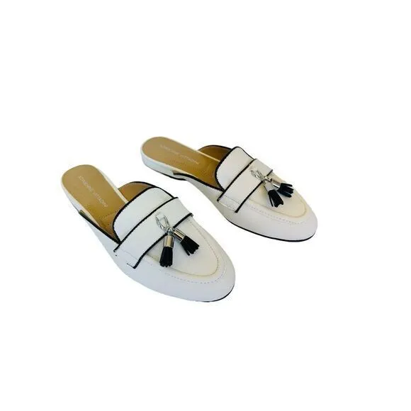 Adrienne Vittadini Saige Tassel Loafer Mule In Smooth White Size 8.5M NWB - Image 3