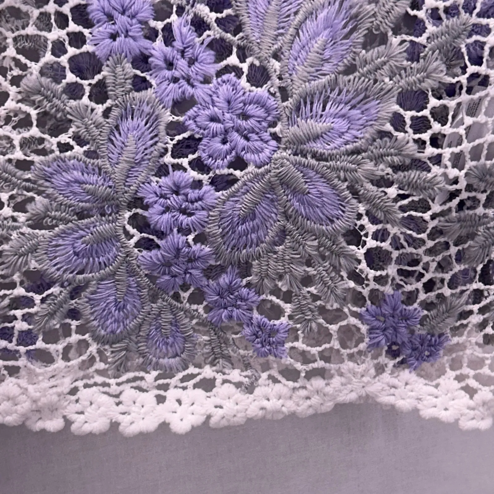 Crocheted Cardigan LP Open Knit Boho Floral Embroidered Soft Comfy Traveler - Image 5