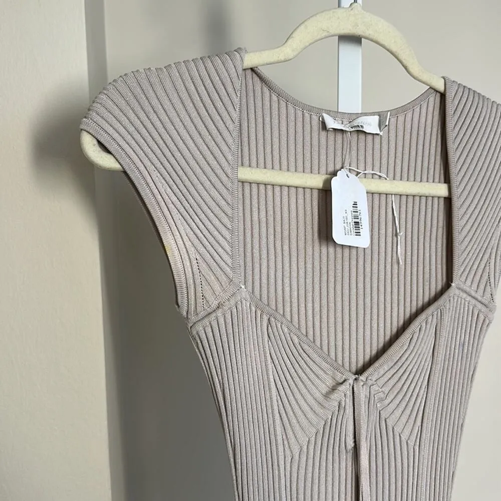 Johnathan Simkhai Florence Midi Dress in Stone Tan XS Gray - Image 8