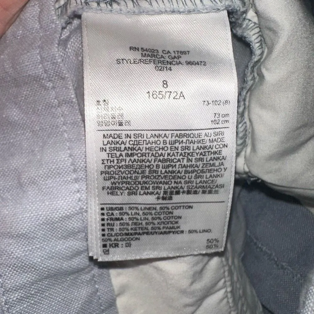 Gap khaki blue front linen cotton flat front size 8 shorts - Image 2