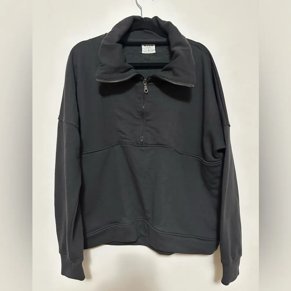 Anthropologie WILO the label Bella 1/2 zip in vintage black Size L - Image 2