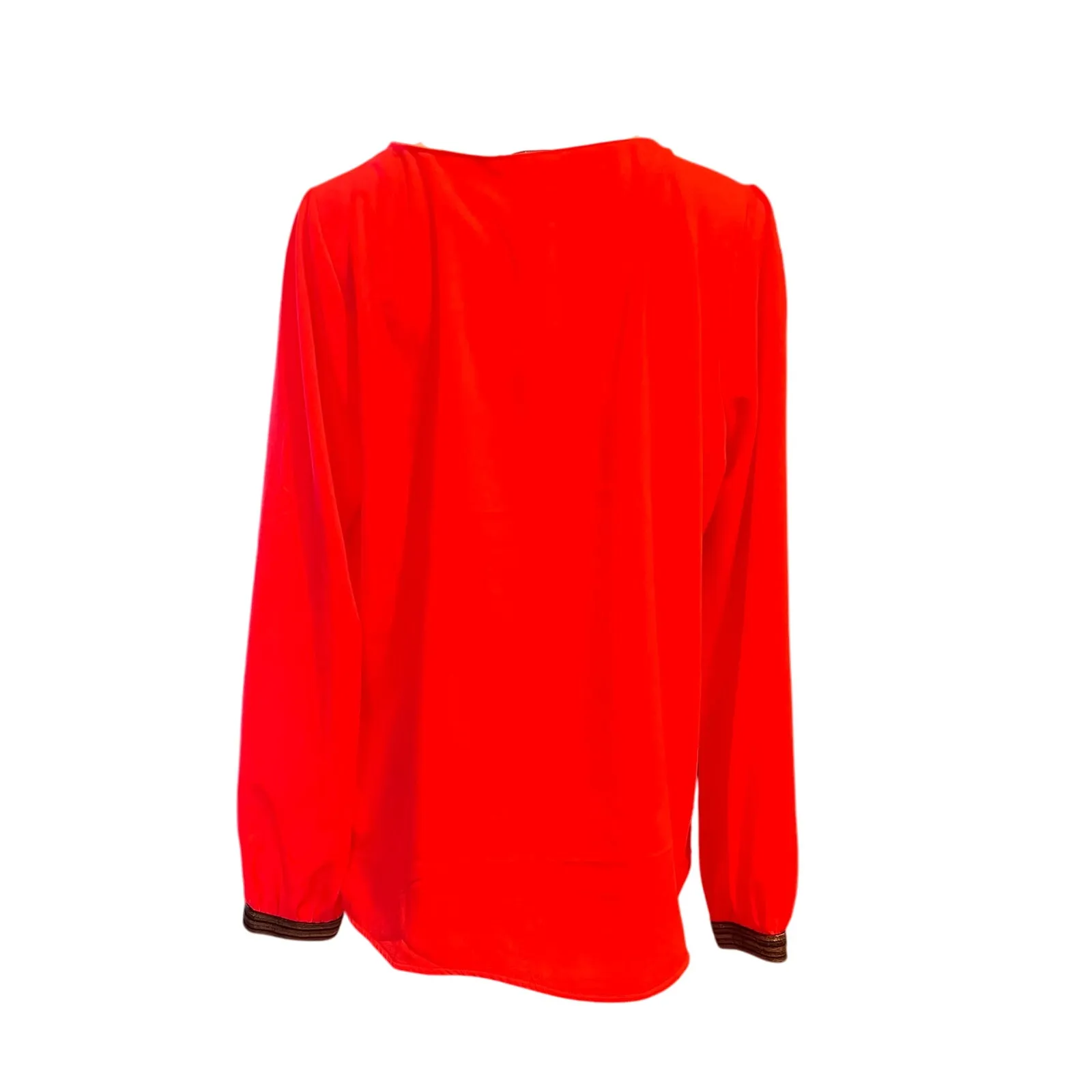 Stella and Dot Soiree Top Blouse Light Gold Metallic Cuff Coral Orange Sz L - Image 2