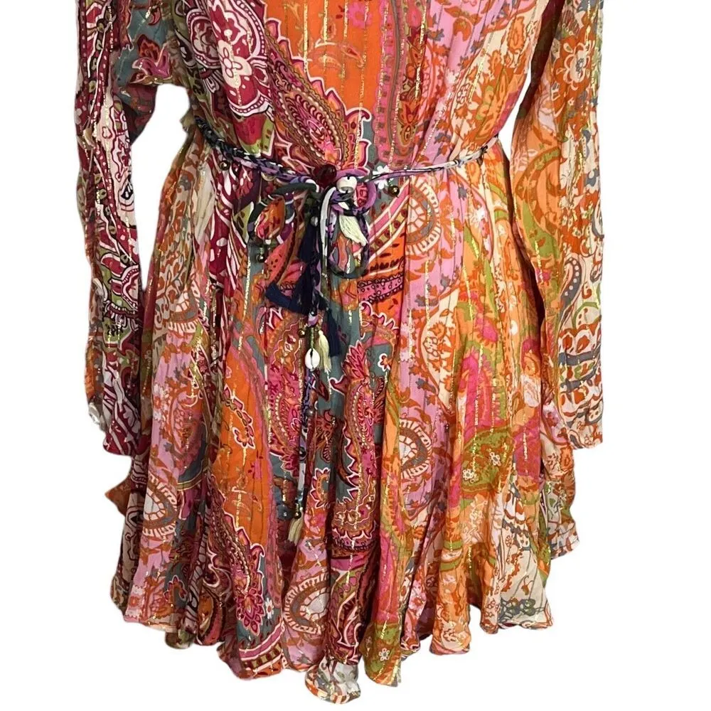 Zara Short Printed Dress Multi Orange Bloggers Favorite 7521/049 New Womens XS - Image 3