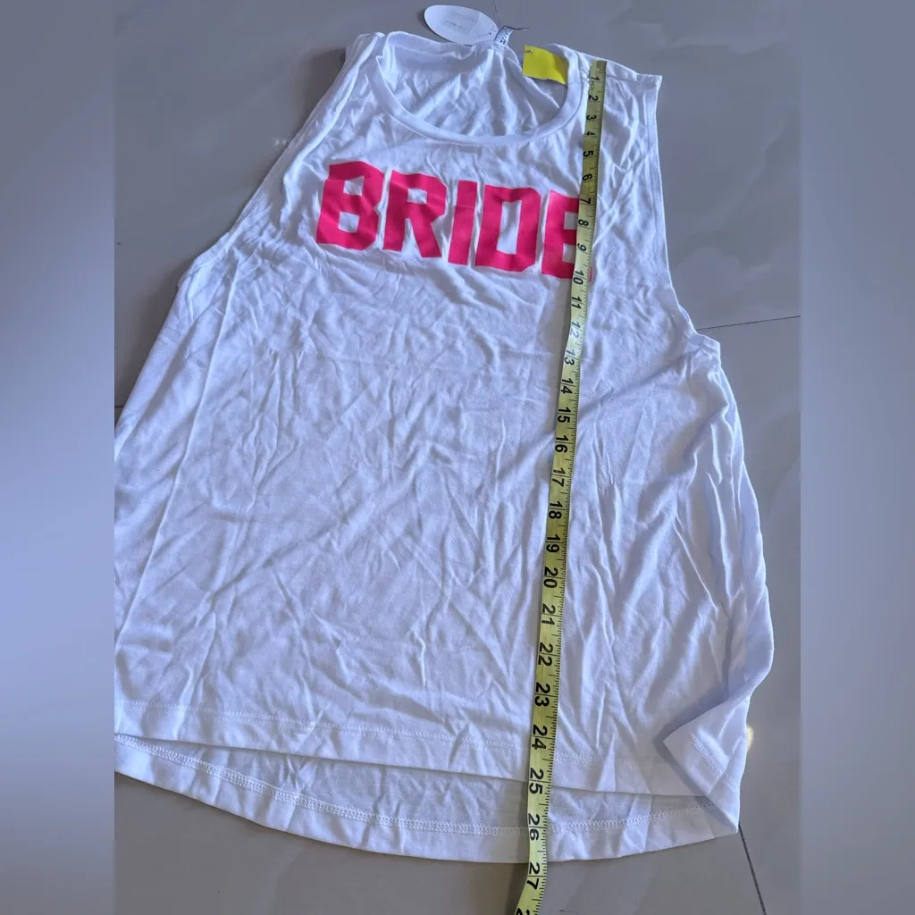 White Tank Top with Pink 'BRIDE' tank top from the Sparkle + Shine brand. XL - Image 2
