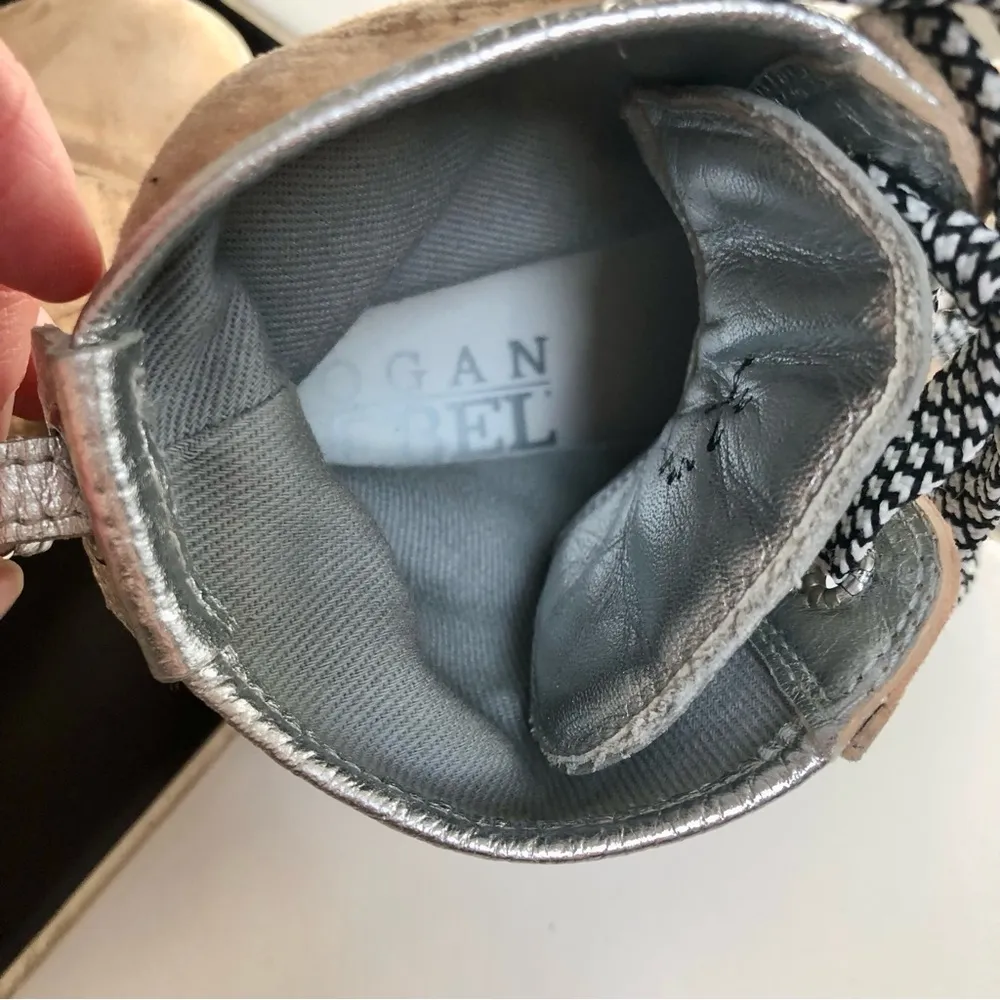 Hogan High Top Sneakers Rebel Tan Suede Snakeskin Polka Dot Laces Neutral 37.5 Size 7.5 - Image 11