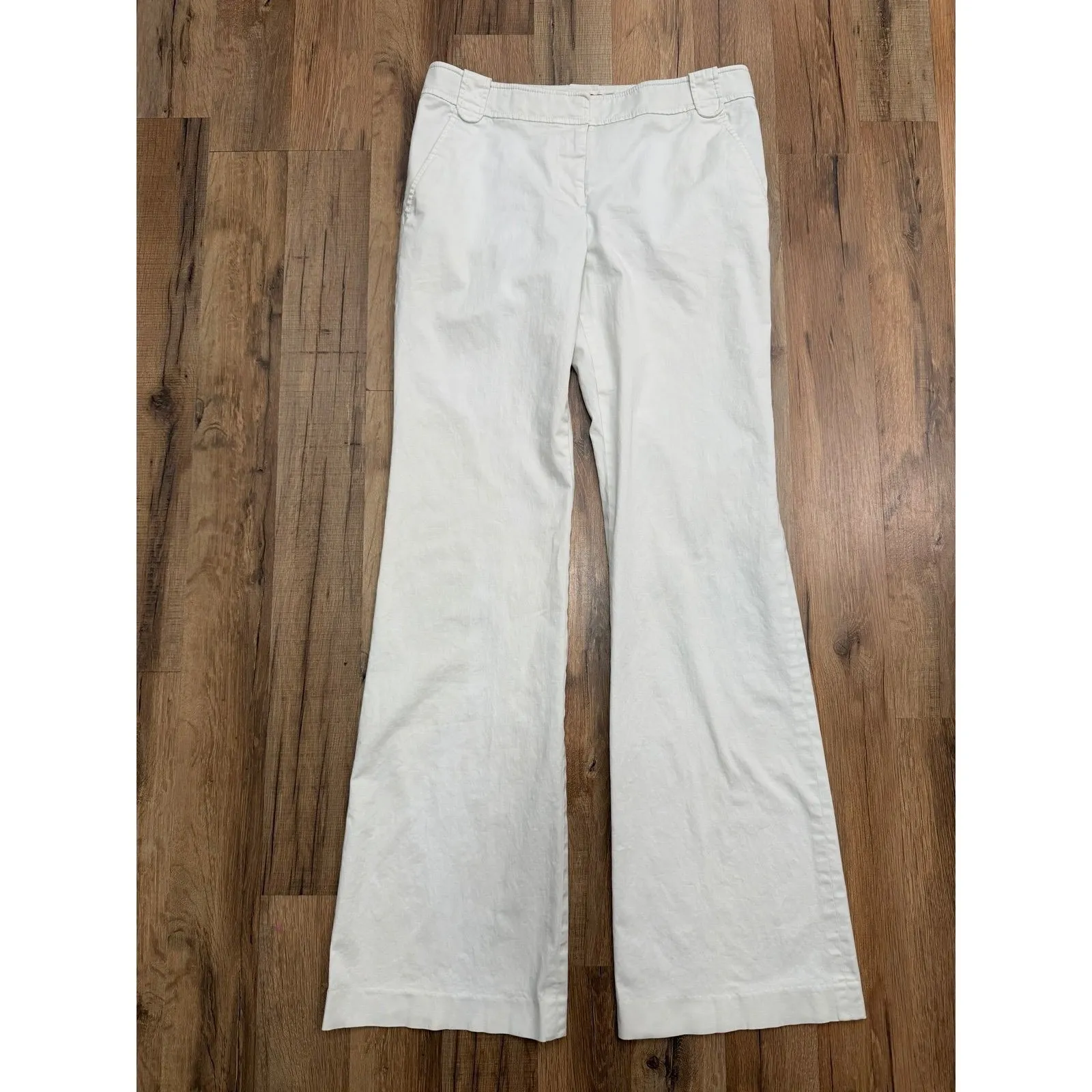 Tory Burch off white Stretch Pants Size 6 Straight Leg Cotton Blend - Image 2