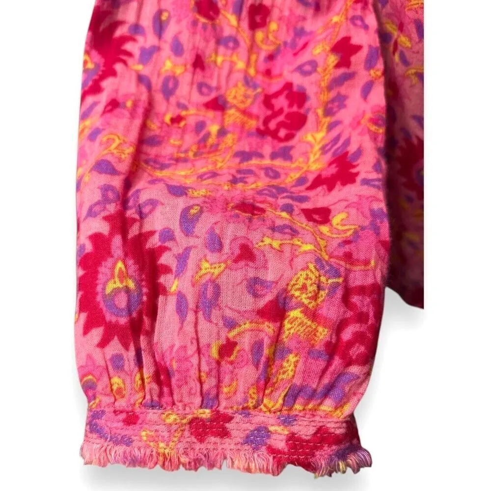 Scotch & Soda Women's S Pink Floral Button Down Long Sleeve Blouse Boho Festival - Image 2